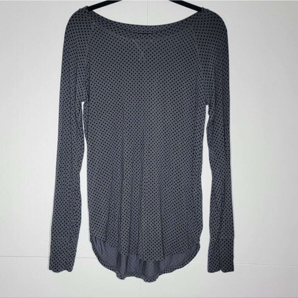 GapBody Gray Black Polka Dot Long Sleeve Top Size M Stretch Soft Shirt